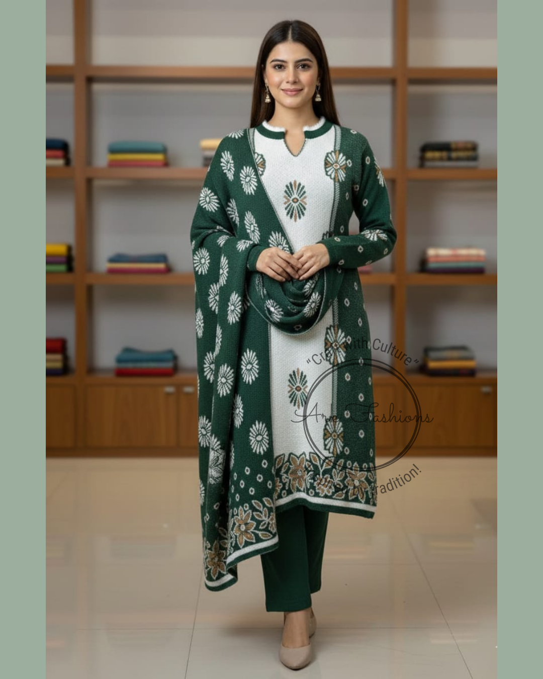 3 pc. Woolen Printed Kurti Set