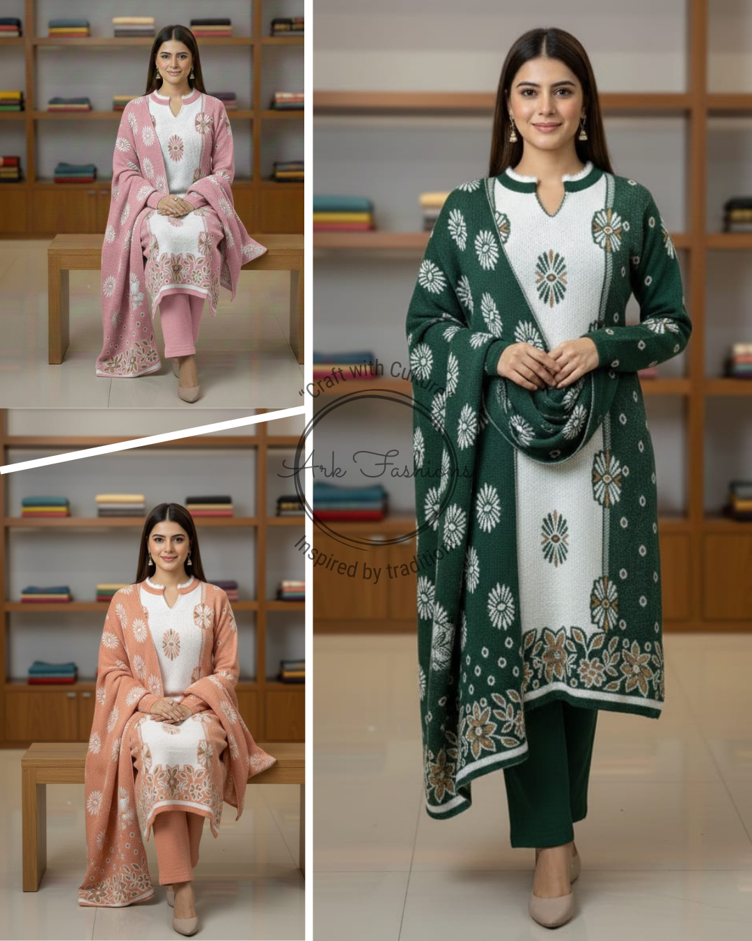3 pc. Woolen Printed Kurti Set