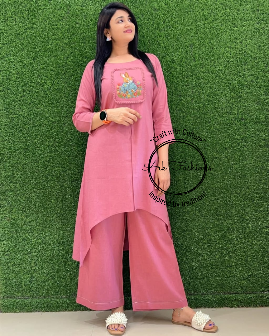 Cotton Slub Embroided Kurti