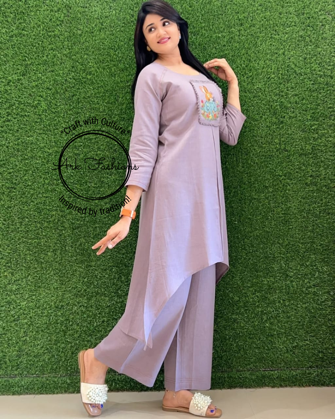 Cotton Slub Embroided Kurti