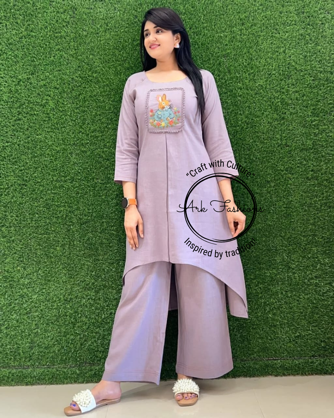 Cotton Slub Embroided Kurti