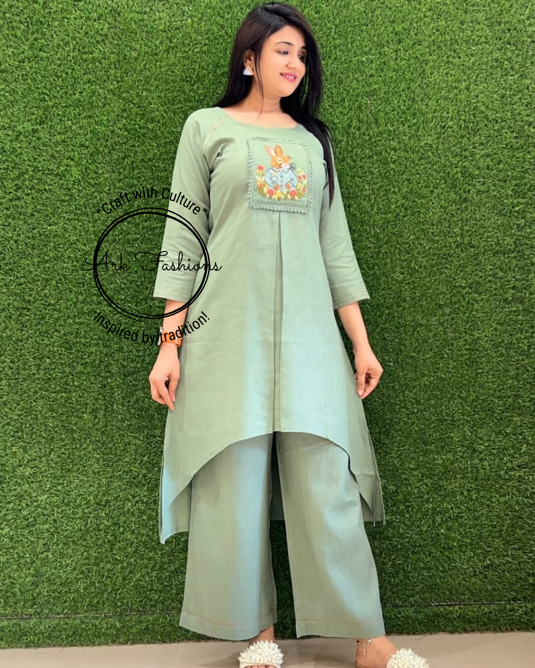 Cotton Slub Embroided Kurti
