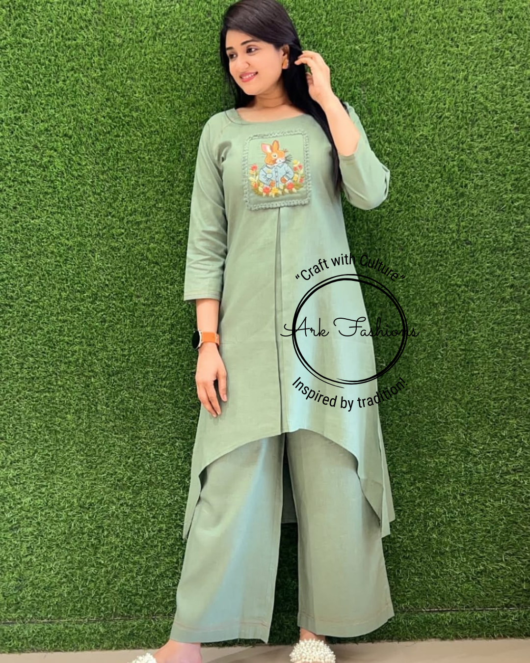 Cotton Slub Embroided Kurti