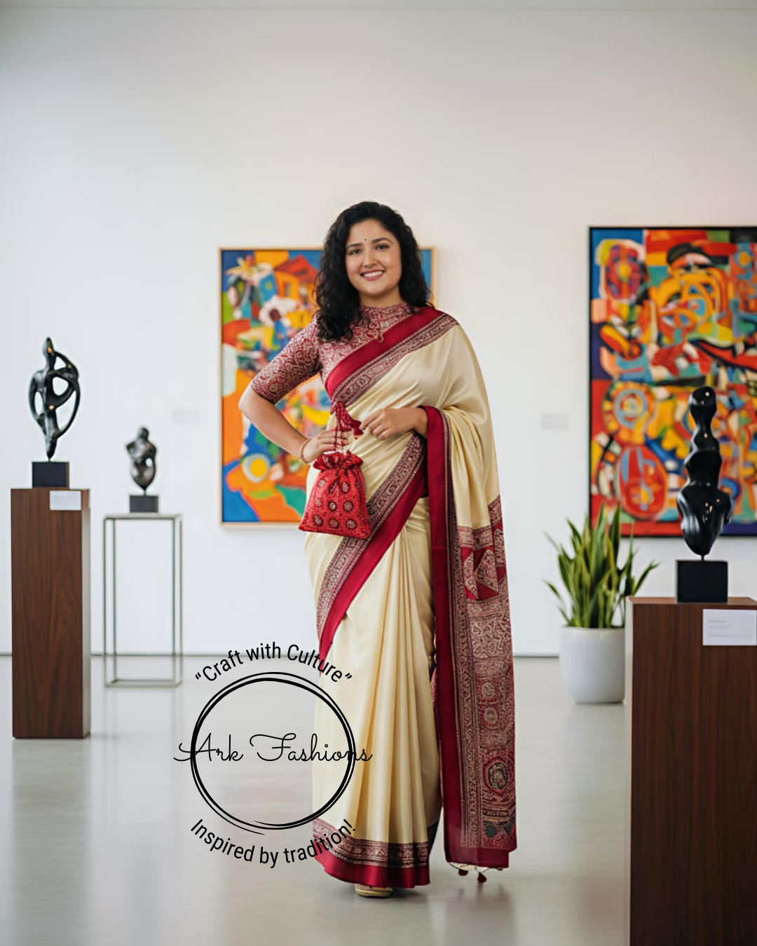 Classic Woven Border Silk Blend Saree