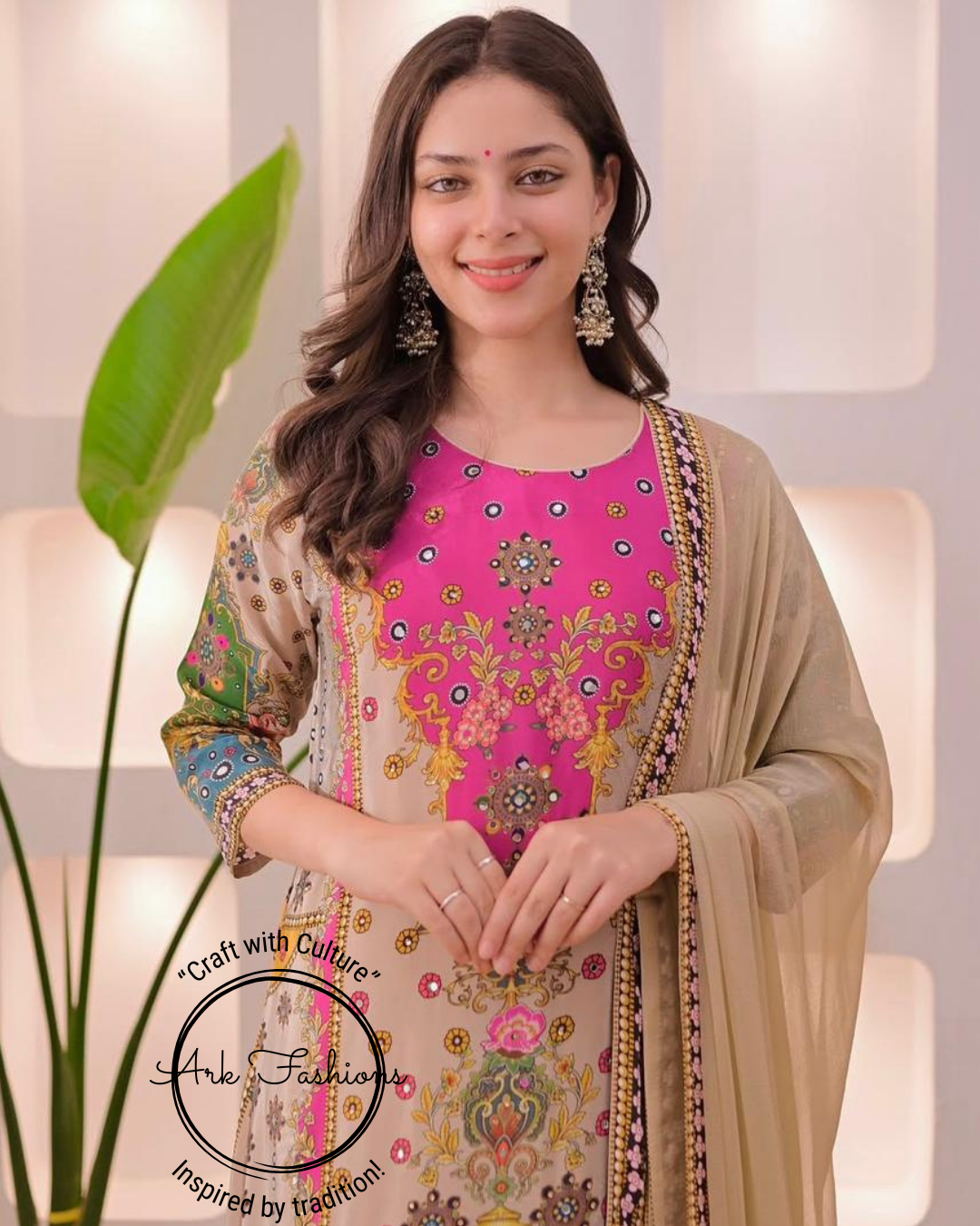 Designer Printed Kurti Set with Dupatta