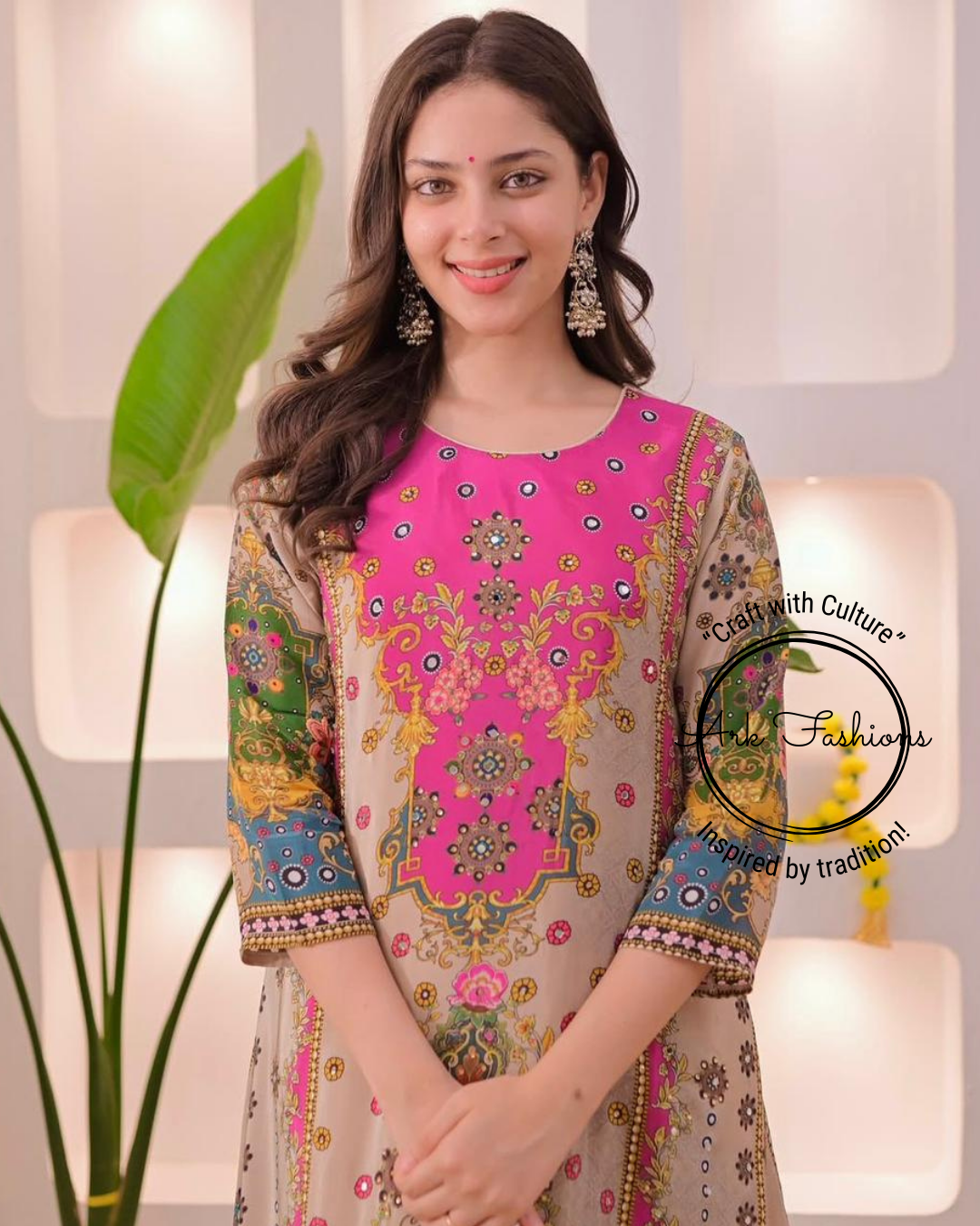 Designer Printed Kurti Set with Dupatta